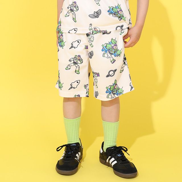 【ベビードール】バズ メッシュ総柄 ハーフパンツ 0569K （トップス別売） / トイ・ストーリー リトルグリーンメン ベビーサイズ キッズ ボトム 短パン ウエスト総ゴム インナーパンツ付き セットアップアイテム