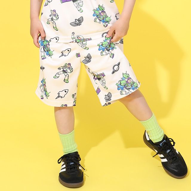 【ベビードール】バズ メッシュ総柄 ハーフパンツ 0569K （トップス別売） / トイ・ストーリー リトルグリーンメン ベビーサイズ キッズ ボトム 短パン ウエスト総ゴム インナーパンツ付き セットアップアイテム