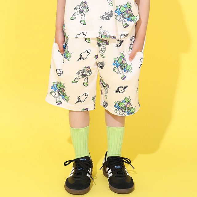【ベビードール】バズ メッシュ総柄 ハーフパンツ 0569K （トップス別売） / トイ・ストーリー リトルグリーンメン ベビーサイズ キッズ ボトム 短パン ウエスト総ゴム インナーパンツ付き セットアップアイテム