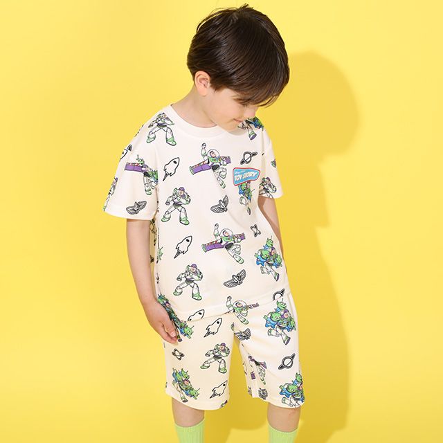 【ベビードール】バズ メッシュ総柄 ハーフパンツ 0569K （トップス別売） / トイ・ストーリー リトルグリーンメン ベビーサイズ キッズ ボトム 短パン ウエスト総ゴム インナーパンツ付き セットアップアイテム