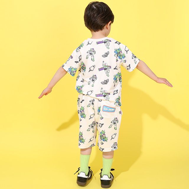【ベビードール】バズ メッシュ総柄 ハーフパンツ 0569K （トップス別売） / トイ・ストーリー リトルグリーンメン ベビーサイズ キッズ ボトム 短パン ウエスト総ゴム インナーパンツ付き セットアップアイテム
