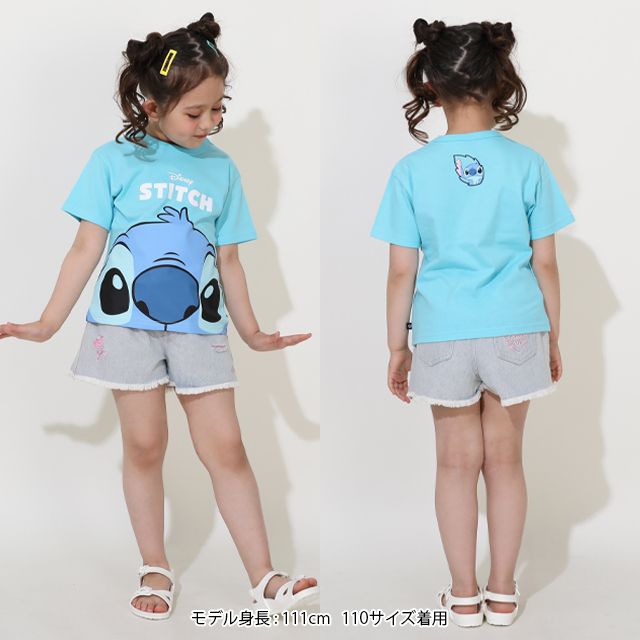 【ベビードール】スティッチ BIGキャラ Tシャツ 0573K / ベビーサイズ キッズ トップス 半袖 天竺素材 目立つ