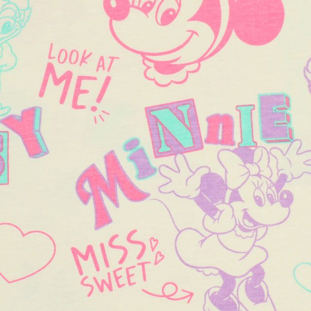 【ベビードール】ミニー デイジー 親子お揃い カラフル総柄 Tシャツ 0576K / ベビーサイズ キッズ リンクコーデ ペアルック 親子コーデ トップス 半袖 天竺素材 レトロ ポップ