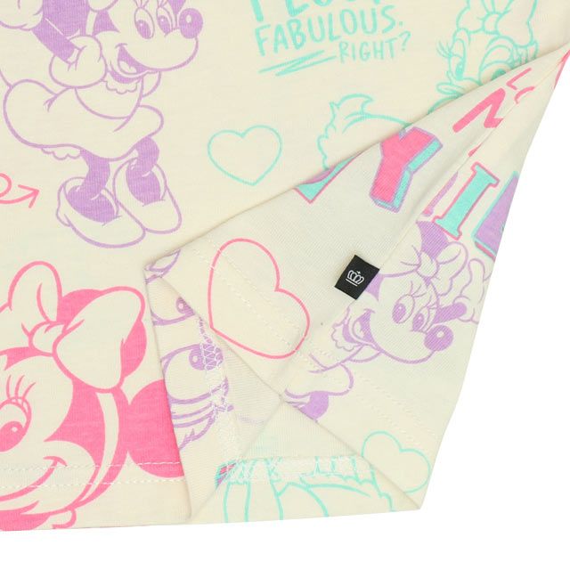 【ベビードール】ミニー デイジー 親子お揃い カラフル総柄 Tシャツ 0576K / ベビーサイズ キッズ リンクコーデ ペアルック 親子コーデ トップス 半袖 天竺素材 レトロ ポップ