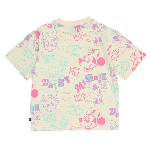 【ベビードール】ミニー デイジー 親子お揃い カラフル総柄 Tシャツ 0576K / ベビーサイズ キッズ リンクコーデ ペアルック 親子コーデ トップス 半袖 天竺素材 レトロ ポップ