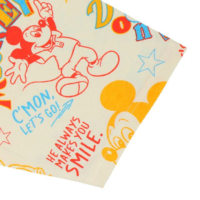 【ベビードール】ミッキー ドナルド 親子お揃い カラフル総柄 Tシャツ 0576A / 大人 ユニセックス 男女兼用 リンクコーデ ペアルック 親子コーデ トップス 半袖 天竺素材 レトロ ポップ