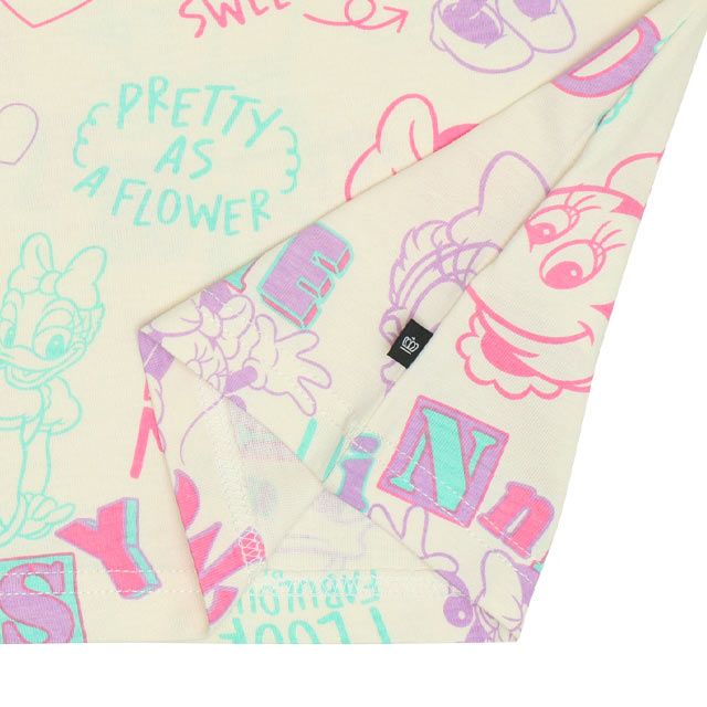 【ベビードール】ミニー デイジー 親子お揃い カラフル総柄 Tシャツ 0576A / 大人 ユニセックス 男女兼用 リンクコーデ ペアルック 親子コーデ トップス 半袖 天竺素材 レトロ ポップ