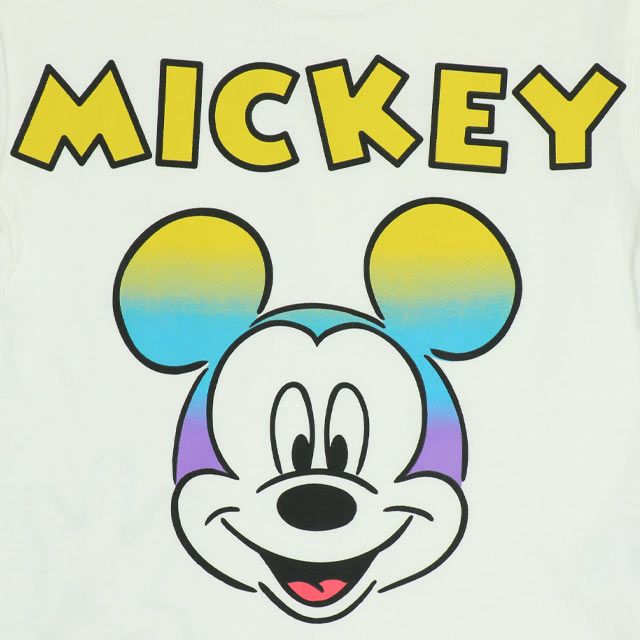 【ベビードール】ミッキー 親子お揃い グラデーションキャラクター Tシャツ 0577K / ベビーサイズ キッズ リンクコーデ ペアルック 親子コーデ トップス 半袖 天竺素材