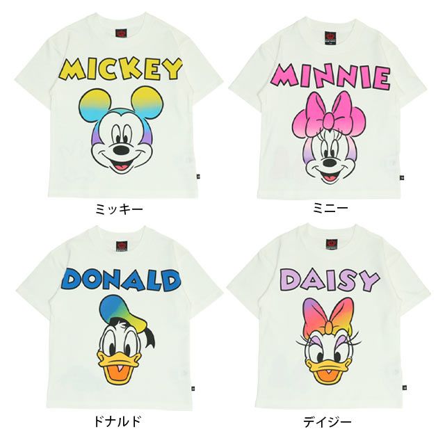 【ベビードール】ミッキー 親子お揃い グラデーションキャラクター Tシャツ 0577K / ベビーサイズ キッズ リンクコーデ ペアルック 親子コーデ トップス 半袖 天竺素材