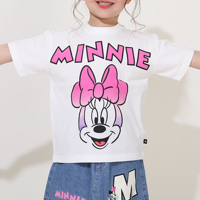 【ベビードール】ミニー 親子お揃い グラデーションキャラクター Tシャツ 0577K / ベビーサイズ キッズ リンクコーデ ペアルック 親子コーデ トップス 半袖 天竺素材