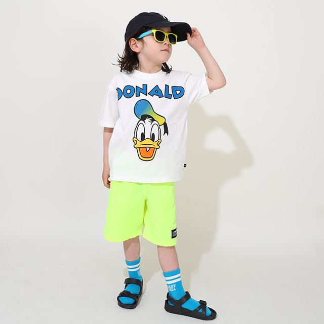 【ベビードール】ドナルド 親子お揃い グラデーションキャラクター Tシャツ 0577K / ベビーサイズ キッズ リンクコーデ ペアルック 親子コーデ トップス 半袖 天竺素材