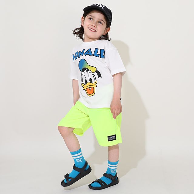 【ベビードール】ドナルド 親子お揃い グラデーションキャラクター Tシャツ 0577K / ベビーサイズ キッズ リンクコーデ ペアルック 親子コーデ トップス 半袖 天竺素材