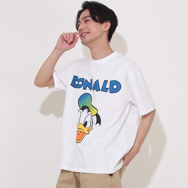 【ベビードール】ドナルド 親子お揃い グラデーションキャラクター Tシャツ 0577A / 大人 ユニセックス 男女兼用 リンクコーデ ペアルック 親子コーデ トップス 半袖 天竺素材