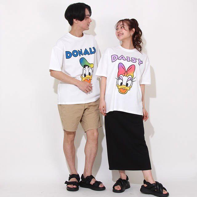 【ベビードール】ドナルド 親子お揃い グラデーションキャラクター Tシャツ 0577A / 大人 ユニセックス 男女兼用 リンクコーデ ペアルック 親子コーデ トップス 半袖 天竺素材