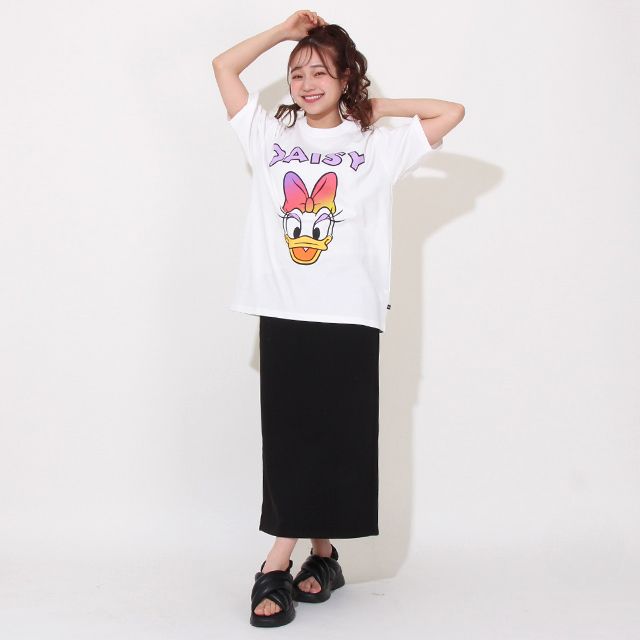 【ベビードール】デイジー 親子お揃い グラデーションキャラクター Tシャツ 0577A / 大人 ユニセックス 男女兼用 リンクコーデ ペアルック 親子コーデ トップス 半袖 天竺素材