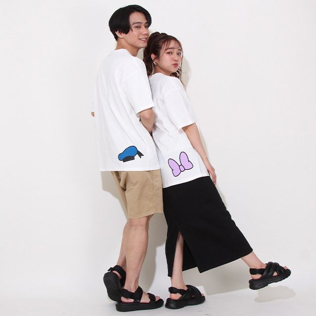 【ベビードール】デイジー 親子お揃い グラデーションキャラクター Tシャツ 0577A / 大人 ユニセックス 男女兼用 リンクコーデ ペアルック 親子コーデ トップス 半袖 天竺素材