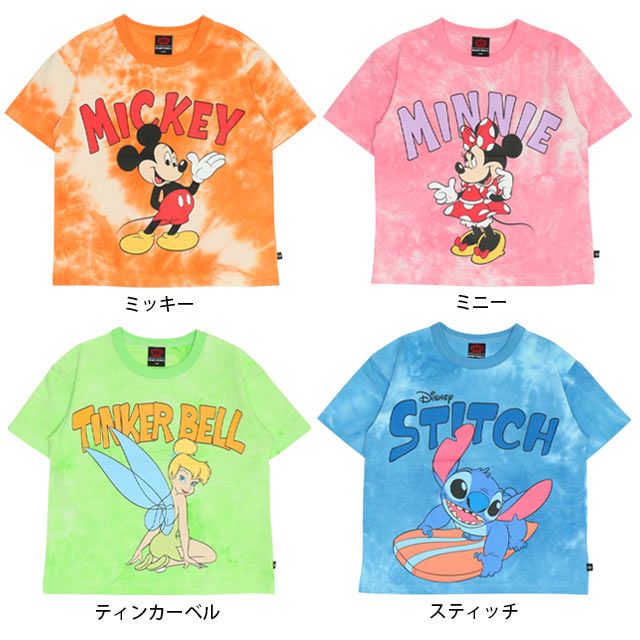 【ベビードール】ティンカーベル タイダイキャラクター Tシャツ 0578K / ベビーサイズ キッズ トップス 半袖 天竺素材