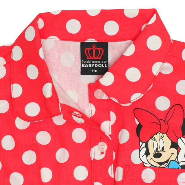 【ベビードール】ミニー デニムドッキングワンピース 0579K / ベビーサイズ キッズ ワンピ スカート ノースリーブ タンガリーシャツ チュール フリル ウエスト総ゴム ゴム穴付き 水玉模様 ガーリー