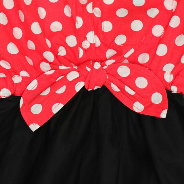 【ベビードール】ミニー デニムドッキングワンピース 0579K / ベビーサイズ キッズ ワンピ スカート ノースリーブ タンガリーシャツ チュール フリル ウエスト総ゴム ゴム穴付き 水玉模様 ガーリー