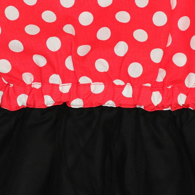 【ベビードール】ミニー デニムドッキングワンピース 0579K / ベビーサイズ キッズ ワンピ スカート ノースリーブ タンガリーシャツ チュール フリル ウエスト総ゴム ゴム穴付き 水玉模様 ガーリー