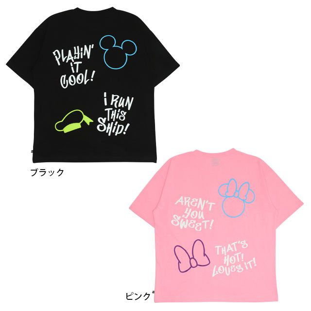 【ベビードール】ミニー デイジー 親子お揃い 発泡ネオンキャラクターTシャツ 0580A / トップス 半袖 大人 ユニセックス 男女兼用 リンクコーデ ペアルック 親子コーデ 蛍光色 天竺素材