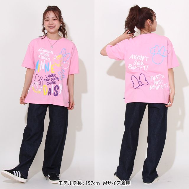 【ベビードール】ミニー デイジー 親子お揃い 発泡ネオンキャラクターTシャツ 0580A / トップス 半袖 大人 ユニセックス 男女兼用 リンクコーデ ペアルック 親子コーデ 蛍光色 天竺素材