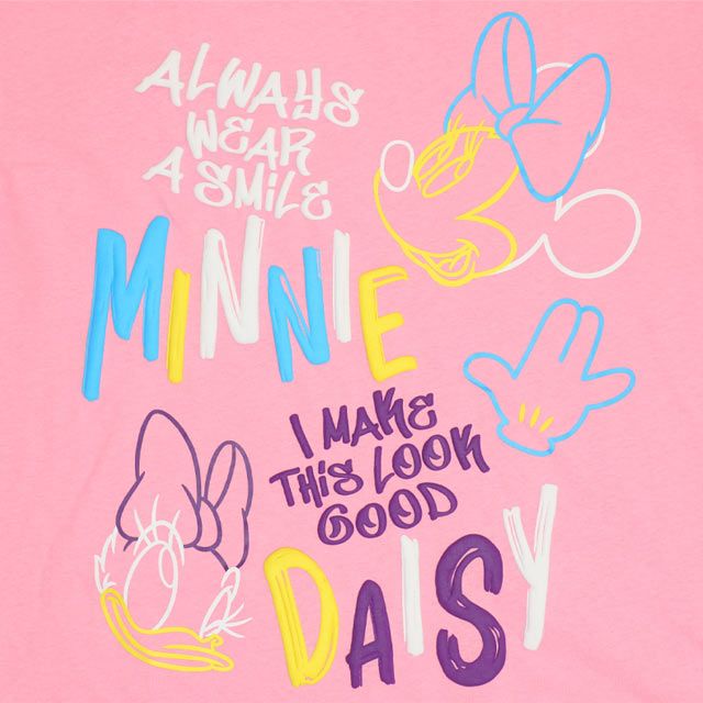 【ベビードール】ミニー デイジー 親子お揃い 発泡ネオンキャラクターTシャツ 0580A / トップス 半袖 大人 ユニセックス 男女兼用 リンクコーデ ペアルック 親子コーデ 蛍光色 天竺素材