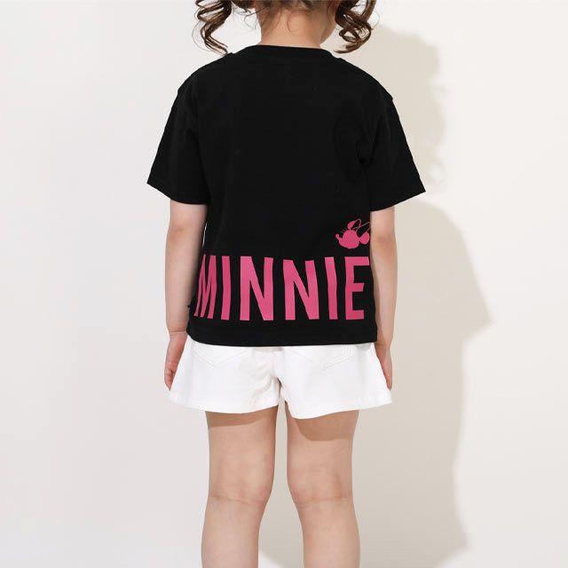 【ベビードール】ミニー 親子お揃い ヒョウ柄キャラクター Tシャツ 0581K / ベビーサイズ キッズ リンクコーデ ペアルック 親子コーデ トップス 半袖 天竺素材 一部ラメプリント