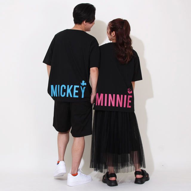 【ベビードール】ミッキー 親子お揃い ヒョウ柄キャラクター Tシャツ 0581A / 大人 ユニセックス 男女兼用 リンクコーデ ペアルック 親子コーデ トップス 半袖 天竺素材 一部ラメプリント