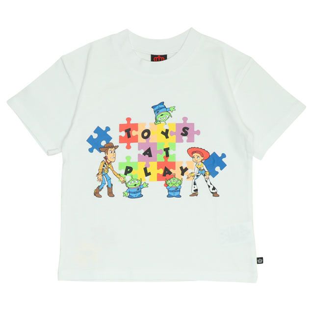 【ベビードール】親子お揃い トイ・ストーリー パズルキャラクターTシャツ 0623K / ウッディ ジェシー リトルグリーンメン ベビーサイズ キッズ リンクコーデ ペアルック 親子コーデ トップス 半袖 クルーネック カットソー 天竺素材