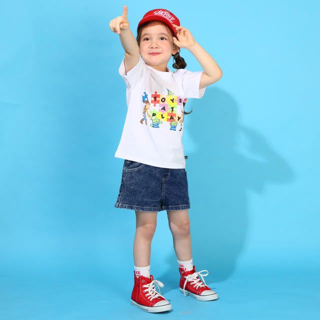 【ベビードール】親子お揃い トイ・ストーリー パズルキャラクターTシャツ 0623K / ウッディ ジェシー リトルグリーンメン ベビーサイズ キッズ リンクコーデ ペアルック 親子コーデ トップス 半袖 クルーネック カットソー 天竺素材