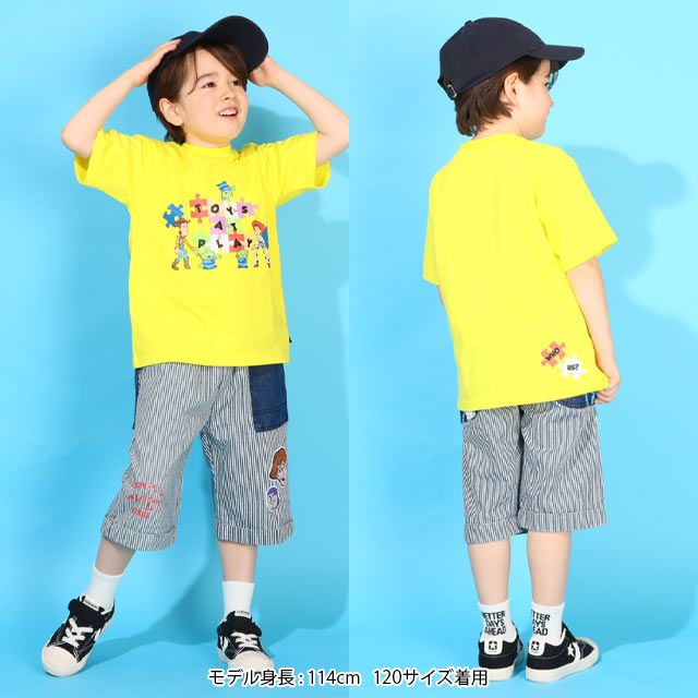 【ベビードール】親子お揃い トイ・ストーリー パズルキャラクターTシャツ 0623K / ウッディ ジェシー リトルグリーンメン ベビーサイズ キッズ リンクコーデ ペアルック 親子コーデ トップス 半袖 クルーネック カットソー 天竺素材