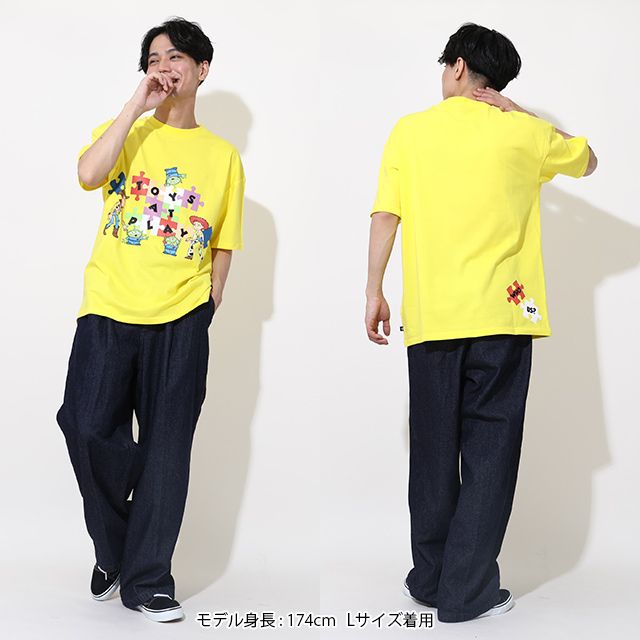 【ベビードール】親子お揃い トイ・ストーリー パズルキャラクターTシャツ 0623A / ウッディ ジェシー リトルグリーンメン 大人 ユニセックス 男女兼用 リンクコーデ ペアルック 親子コーデ トップス 半袖 クルーネック カットソー 天竺素材