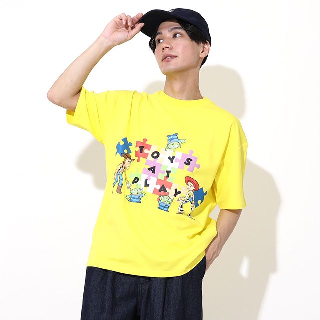 【ベビードール】親子お揃い トイ・ストーリー パズルキャラクターTシャツ 0623A / ウッディ ジェシー リトルグリーンメン 大人 ユニセックス 男女兼用 リンクコーデ ペアルック 親子コーデ トップス 半袖 クルーネック カットソー 天竺素材