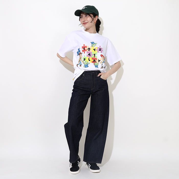 【ベビードール】親子お揃い トイ・ストーリー パズルキャラクターTシャツ 0623A / ウッディ ジェシー リトルグリーンメン 大人 ユニセックス 男女兼用 リンクコーデ ペアルック 親子コーデ トップス 半袖 クルーネック カットソー 天竺素材