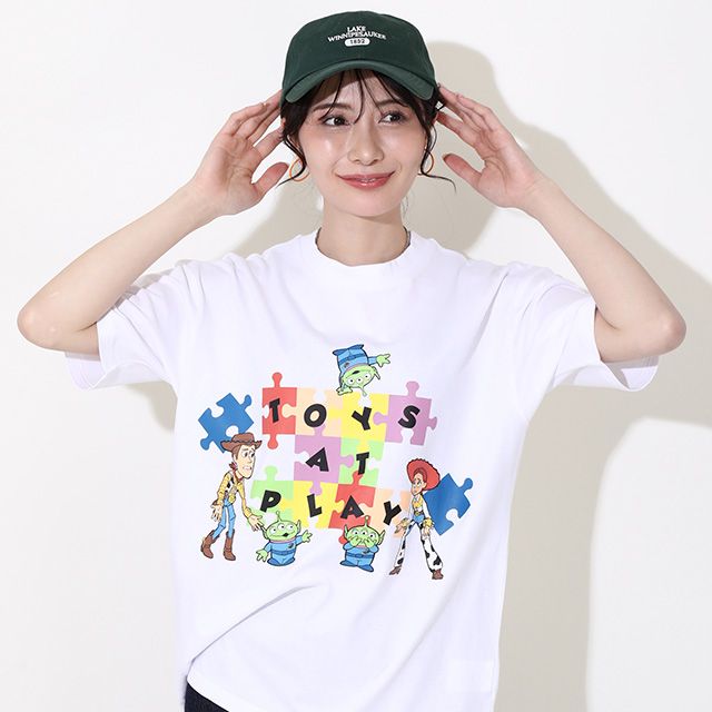 【ベビードール】親子お揃い トイ・ストーリー パズルキャラクターTシャツ 0623A / ウッディ ジェシー リトルグリーンメン 大人 ユニセックス 男女兼用 リンクコーデ ペアルック 親子コーデ トップス 半袖 クルーネック カットソー 天竺素材