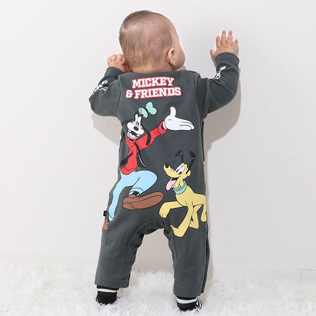 【ベビードール】ミッキー＆フレンズ BIGプリントロンパース 0634B / 70-80cm ベビーサイズ 赤ちゃん 出産祝い 贈り物 プレゼント ベビー服 つなぎ 長袖 ミッキーマウス ミニーマウス デイジー ドナルド グーフィー プルート