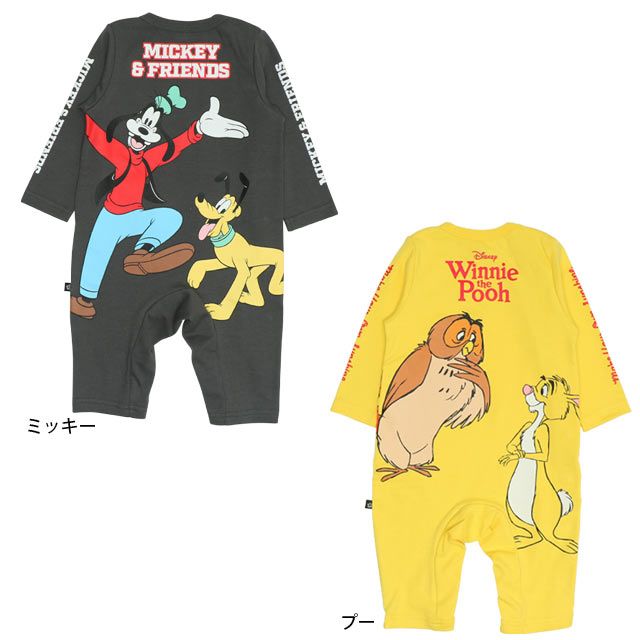 【ベビードール】くまのプーさん BIGプリントロンパース 0634B / 70-80cm ベビーサイズ 赤ちゃん 出産祝い 贈り物 プレゼント ベビー服 つなぎ 長袖 プー ピグレット ティガー イーヨー オウル ラビット