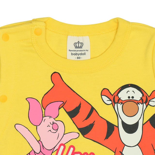 【ベビードール】くまのプーさん BIGプリントロンパース 0634B / 70-80cm ベビーサイズ 赤ちゃん 出産祝い 贈り物 プレゼント ベビー服 つなぎ 長袖 プー ピグレット ティガー イーヨー オウル ラビット