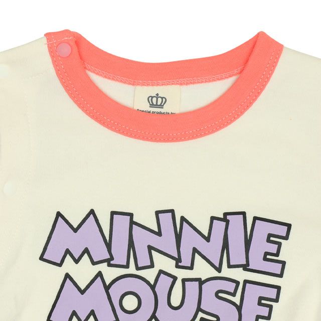 【ベビードール】ミニー おしりアップリケロンパース 0635B / 70-80cm ベビーサイズ 赤ちゃん 出産祝い 贈り物 プレゼント ベビー服 つなぎ 長袖 綿100%