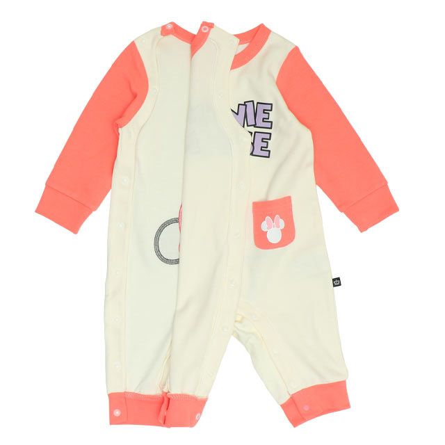 【ベビードール】ミニー おしりアップリケロンパース 0635B / 70-80cm ベビーサイズ 赤ちゃん 出産祝い 贈り物 プレゼント ベビー服 つなぎ 長袖 綿100%