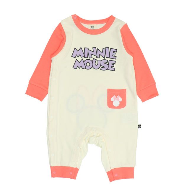 【ベビードール】ミニー おしりアップリケロンパース 0635B / 70-80cm ベビーサイズ 赤ちゃん 出産祝い 贈り物 プレゼント ベビー服 つなぎ 長袖 綿100%