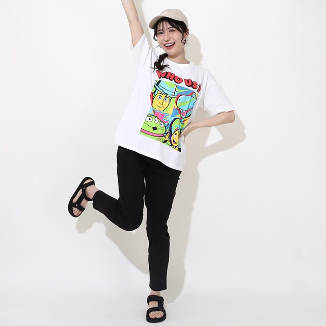 【ベビードール】親子お揃い トイ・ストーリー ポップ柄Tシャツ 0701A / ウッディ バズ リトルグリーンメン ジェシー レックス 大人 ユニセックス 男女兼用 リンクコーデ ペアルック 親子コーデ おそろい トップス 半袖 天竺素材