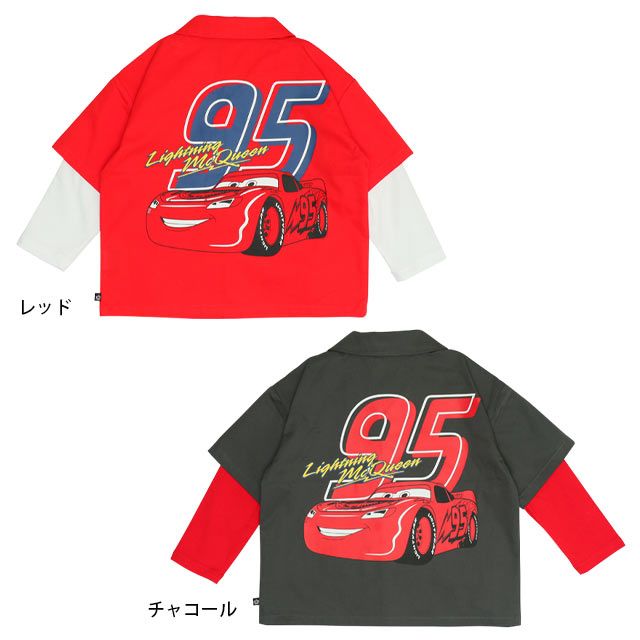 【ベビードール】カーズ シャツレイヤードロンT 0717K / ベビーサイズ キッズ トップス 半袖 開襟 シャツ 長袖 Tシャツ レイヤード風 春秋冬