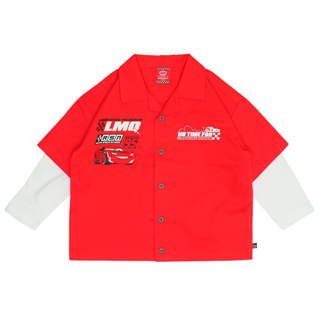 【ベビードール】カーズ シャツレイヤードロンT 0717K / ベビーサイズ キッズ トップス 半袖 開襟 シャツ 長袖 Tシャツ レイヤード風 春秋冬