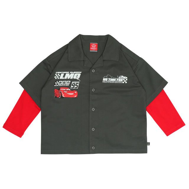 【ベビードール】カーズ シャツレイヤードロンT 0717K / ベビーサイズ キッズ トップス 半袖 開襟 シャツ 長袖 Tシャツ レイヤード風 春秋冬