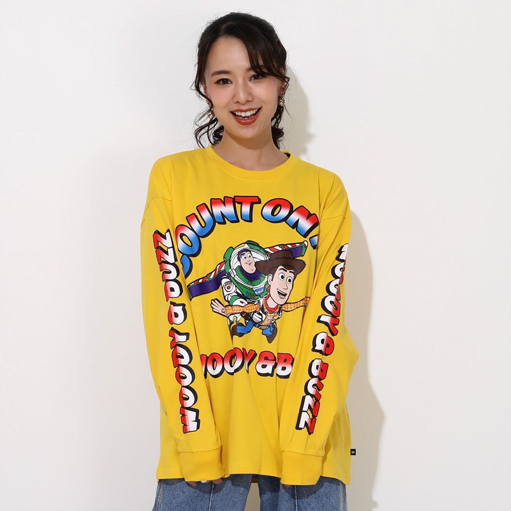 【ベビードール】ウッディ バズ 親子お揃い リブロンT 0725A / 大人 ユニセックス 男女兼用 リンクコーデ ペアルック 親子コーデ トップス 長袖 クルーネック カットソー 天竺素材