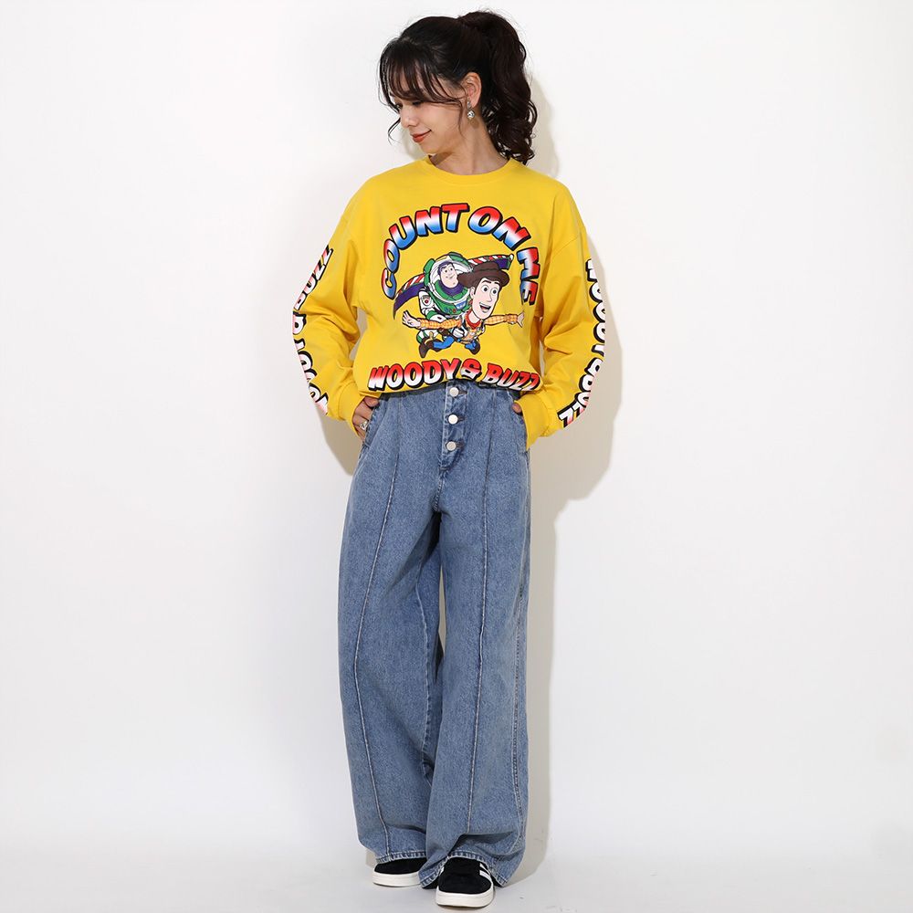 【ベビードール】ウッディ バズ 親子お揃い リブロンT 0725A / 大人 ユニセックス 男女兼用 リンクコーデ ペアルック 親子コーデ トップス 長袖 クルーネック カットソー 天竺素材