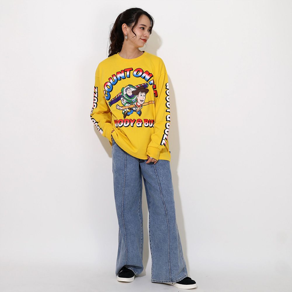 【ベビードール】ウッディ バズ 親子お揃い リブロンT 0725A / 大人 ユニセックス 男女兼用 リンクコーデ ペアルック 親子コーデ トップス 長袖 クルーネック カットソー 天竺素材