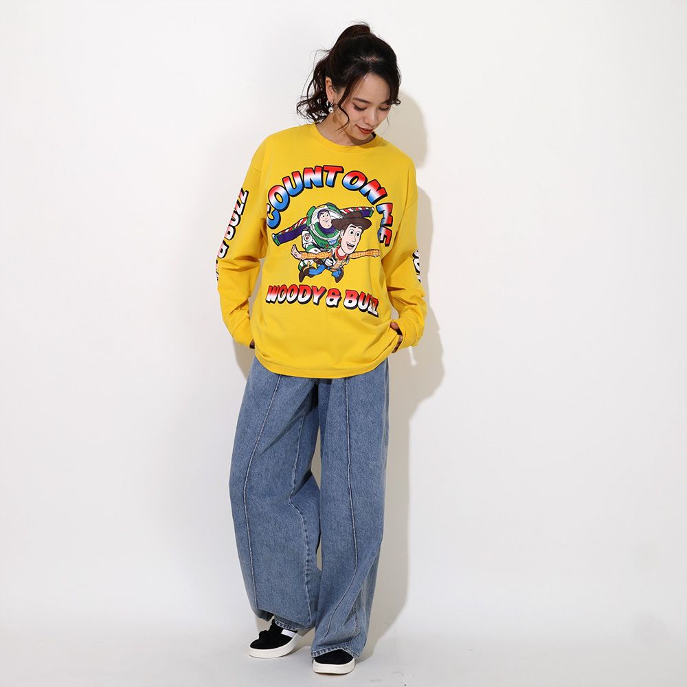 【ベビードール】ウッディ バズ 親子お揃い リブロンT 0725A / 大人 ユニセックス 男女兼用 リンクコーデ ペアルック 親子コーデ トップス 長袖 クルーネック カットソー 天竺素材